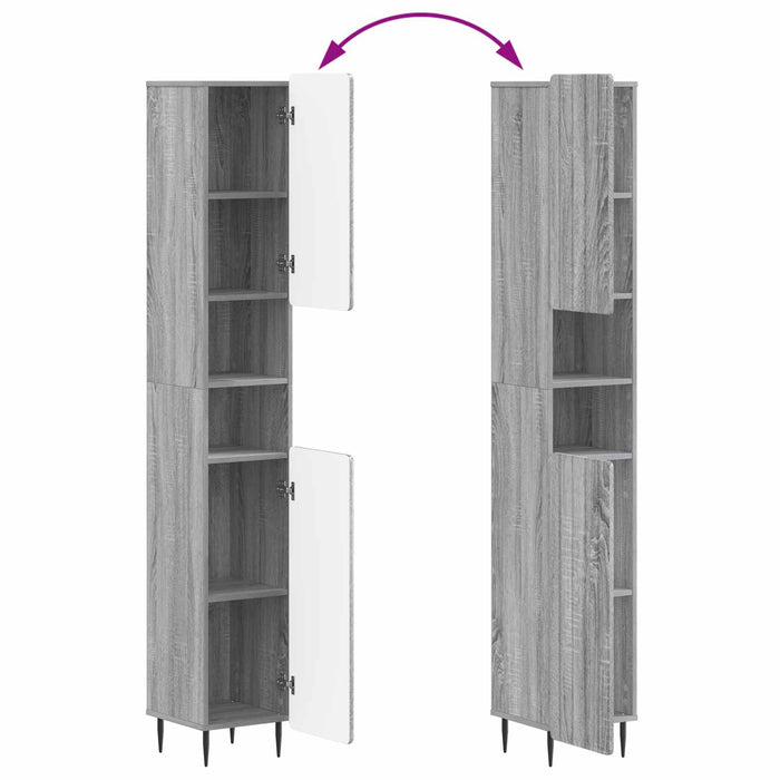 Cabinet de Baie cu Raft Deschis ZWOLLE Sonoma gri WALTI