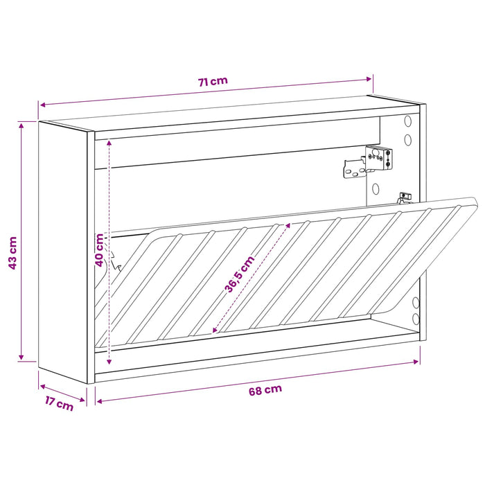 Dulap pentru pantofi montat pe perete ZWOLLE 71 x 17 x 43 cm WALTI