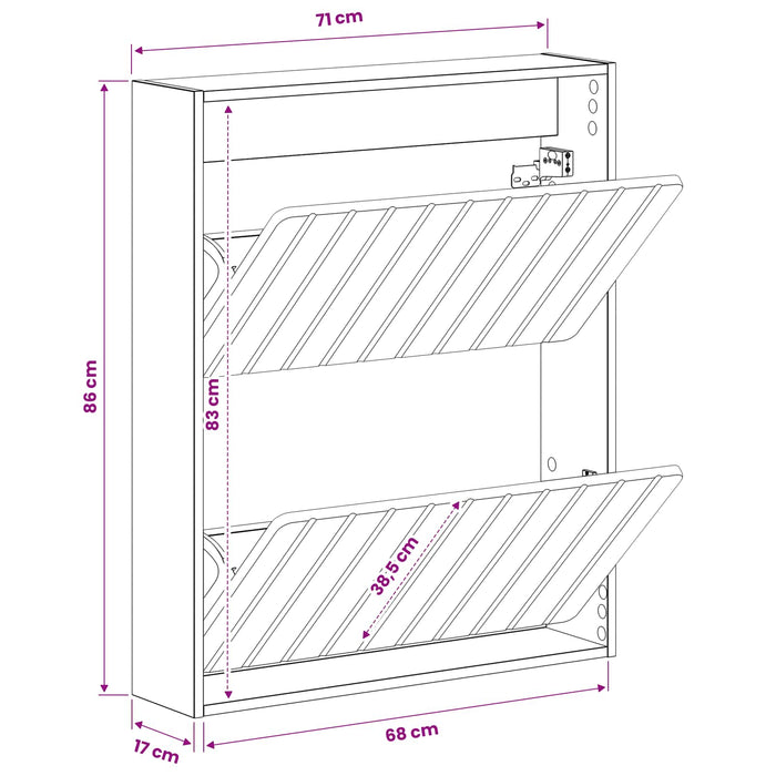 Dulap pentru pantofi montat pe perete ZWOLLE 71 x 17 x 86 cm WALTI