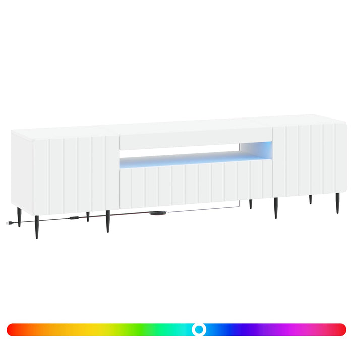 Cabinet TV cu LED Alb Lemn prelucrat WALTI