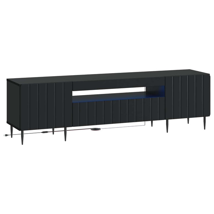 Cabinet TV cu LED Negru Lemn prelucrat WALTI