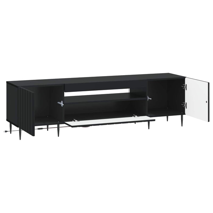 Cabinet TV cu LED Negru Lemn prelucrat WALTI