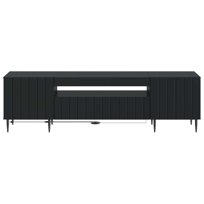 Cabinet TV cu LED Negru Lemn prelucrat WALTI