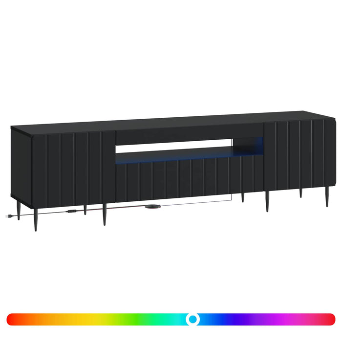 Cabinet TV cu LED Negru Lemn prelucrat WALTI