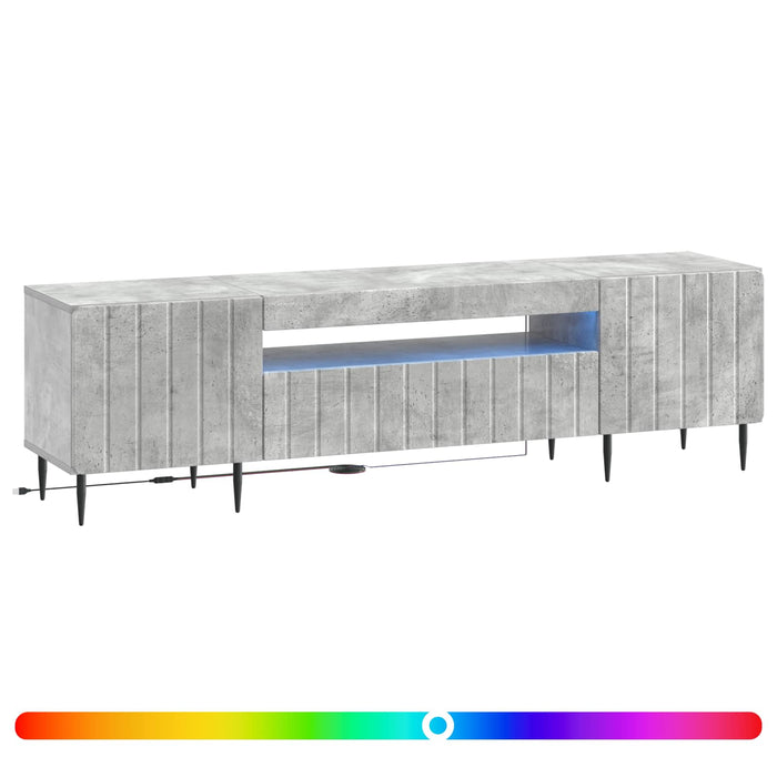 Cabinet TV cu LED Gri Beton Lemn prelucrat WALTI