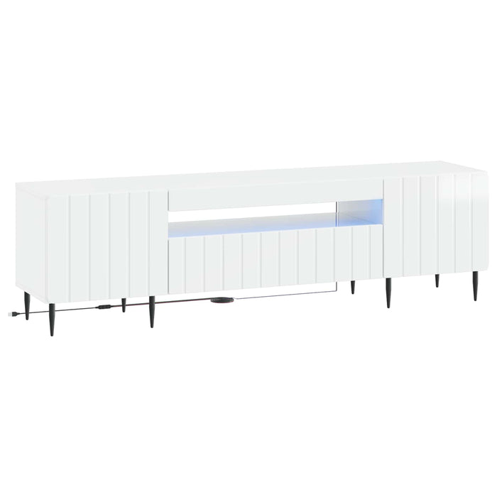 Cabinet TV cu LED Alb foarte lucios Lemn prelucrat WALTI