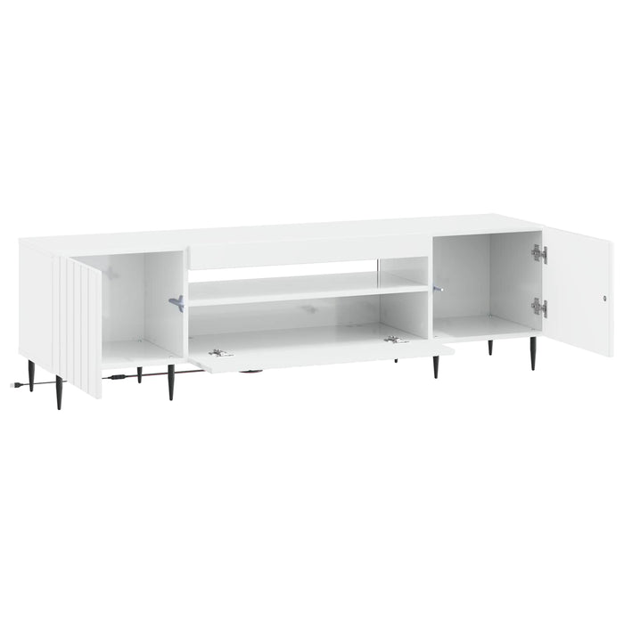 Cabinet TV cu LED Alb foarte lucios Lemn prelucrat WALTI