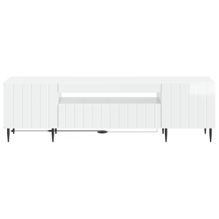 Cabinet TV cu LED Alb foarte lucios Lemn prelucrat WALTI