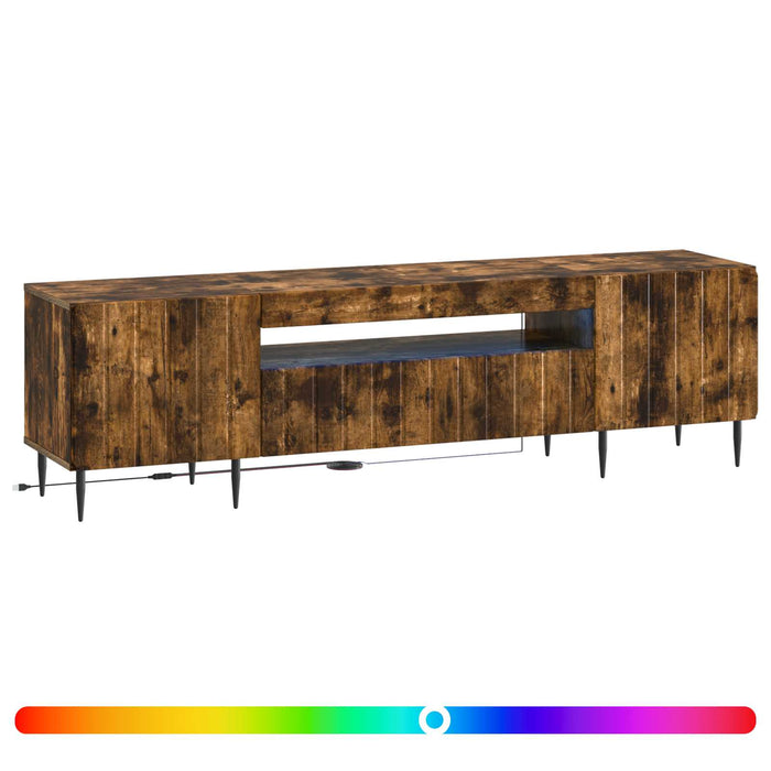 Cabinet TV cu LED Stejar fumuriu Lemn prelucrat WALTI