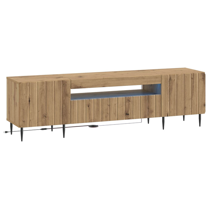 Cabinet TV cu LED Stejar Artizanal Lemn prelucrat WALTI