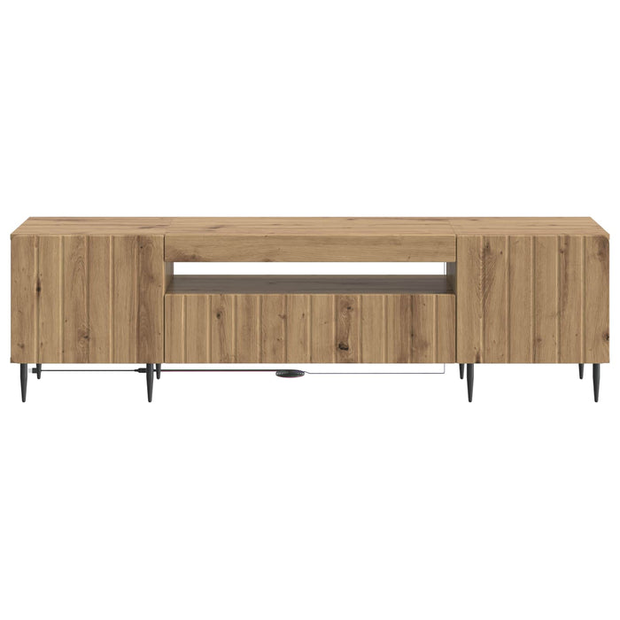 Cabinet TV cu LED Stejar Artizanal Lemn prelucrat WALTI