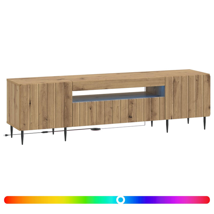 Cabinet TV cu LED Stejar Artizanal Lemn prelucrat WALTI