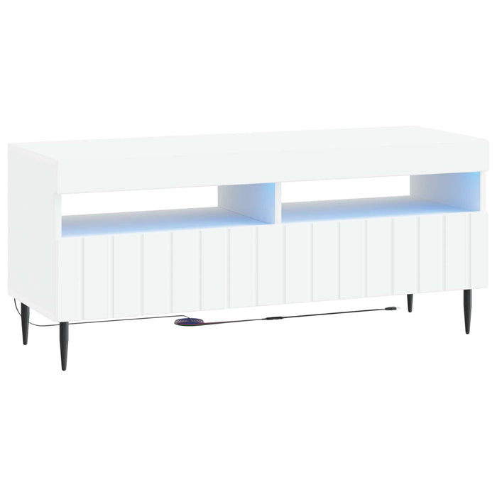 Cabinet TV cu LED Alb Lemn prelucrat WALTI
