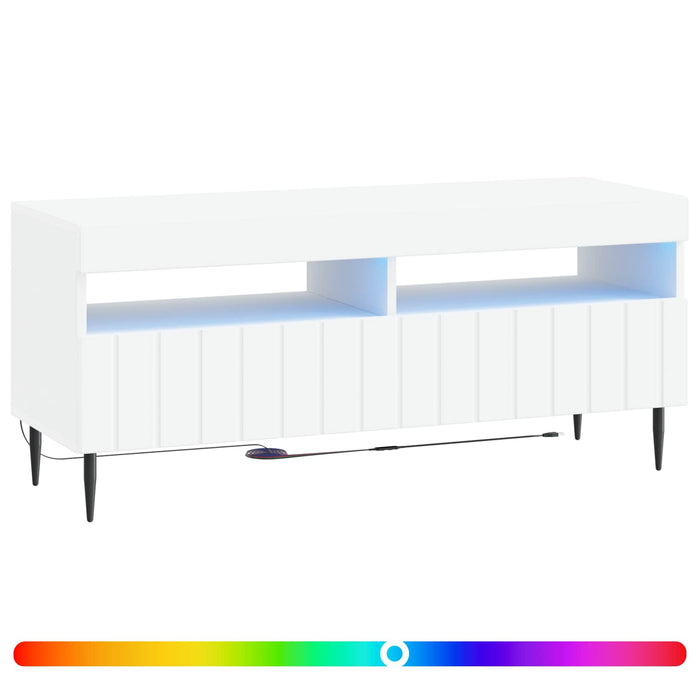 Cabinet TV cu LED Alb Lemn prelucrat WALTI