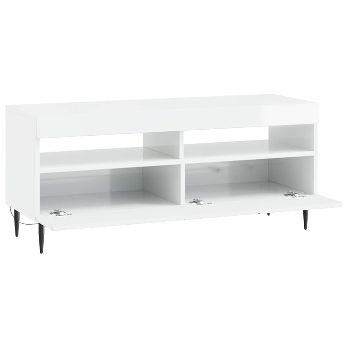 Cabinet TV cu LED Alb foarte lucios Lemn prelucrat WALTI