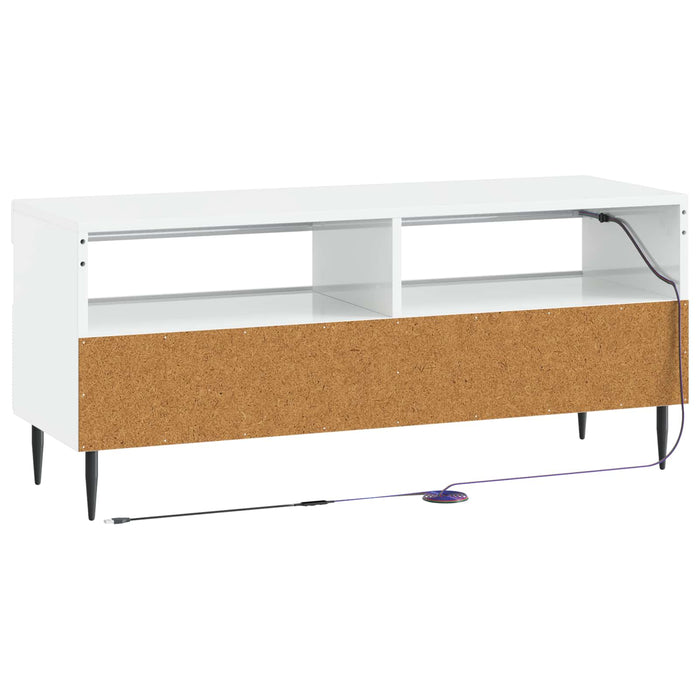 Cabinet TV cu LED Alb foarte lucios Lemn prelucrat WALTI