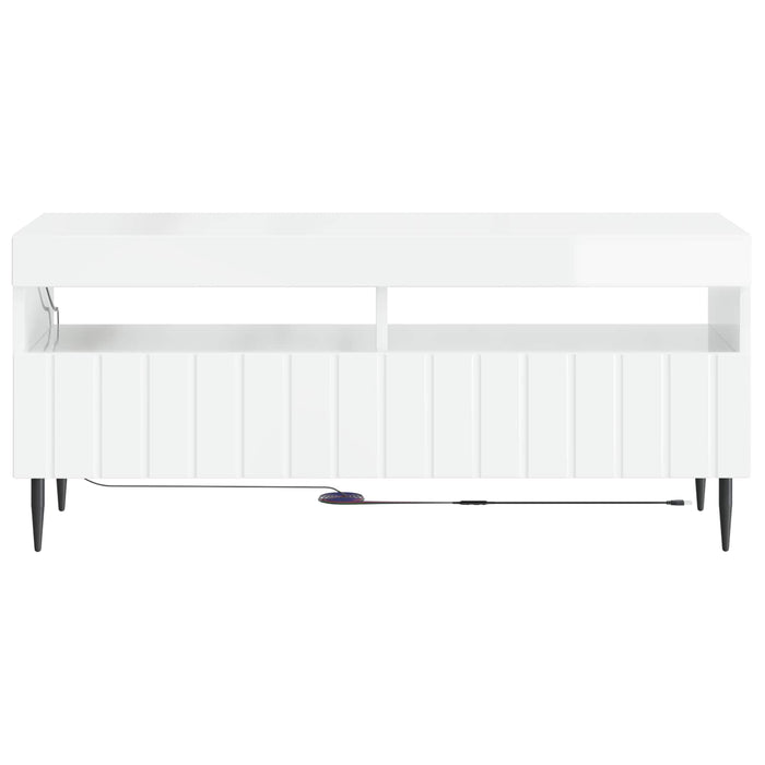 Cabinet TV cu LED Alb foarte lucios Lemn prelucrat WALTI