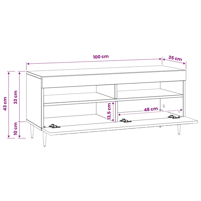 Cabinet TV cu LED Alb foarte lucios Lemn prelucrat WALTI