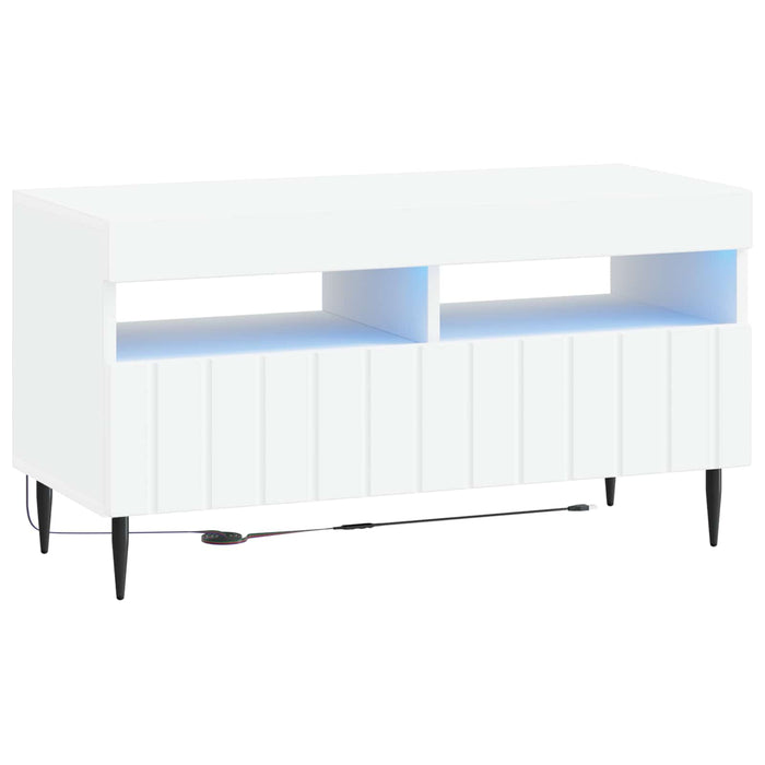Cabinet TV cu LED Alb Lemn prelucrat WALTI