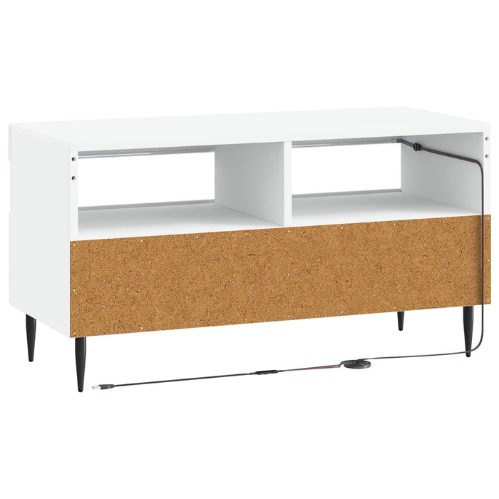 Cabinet TV cu LED Alb Lemn prelucrat WALTI