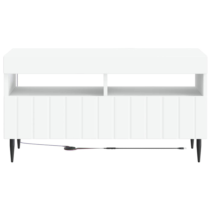 Cabinet TV cu LED Alb Lemn prelucrat WALTI