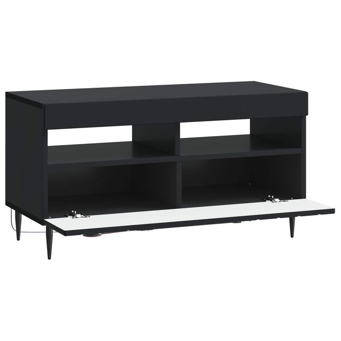 Cabinet TV cu LED Negru Lemn prelucrat WALTI