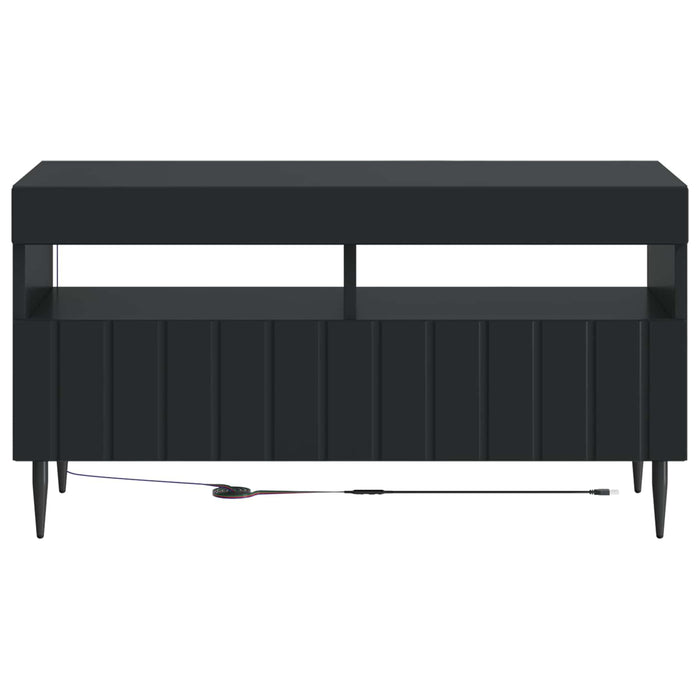 Cabinet TV cu LED Negru Lemn prelucrat WALTI