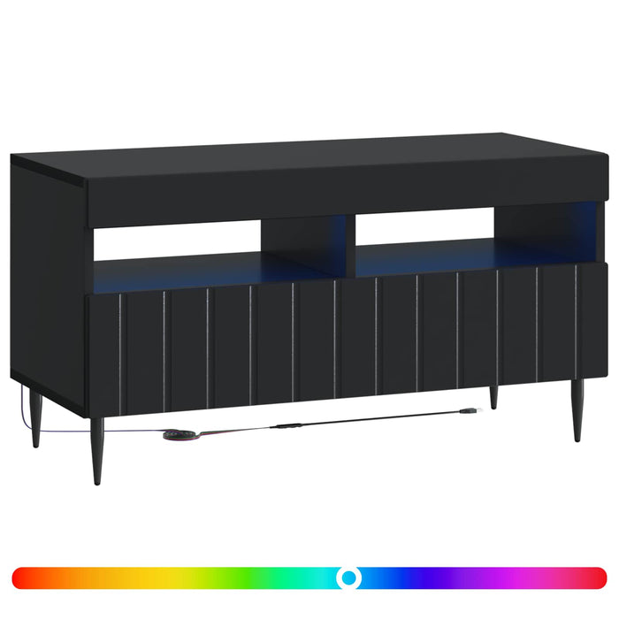Cabinet TV cu LED Negru Lemn prelucrat WALTI