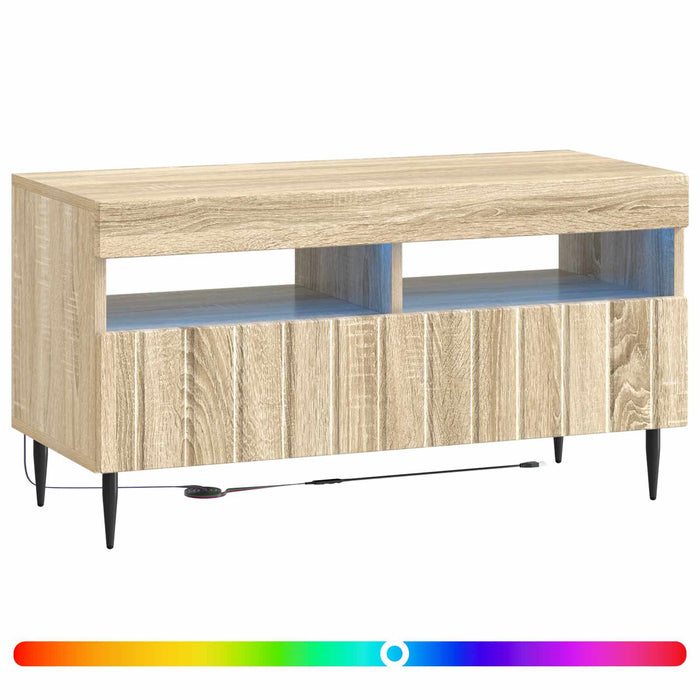 Cabinet TV cu LED Stejar Sonoma Lemn prelucrat WALTI