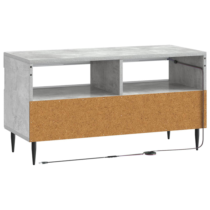 Cabinet TV cu LED Gri Beton Lemn prelucrat WALTI