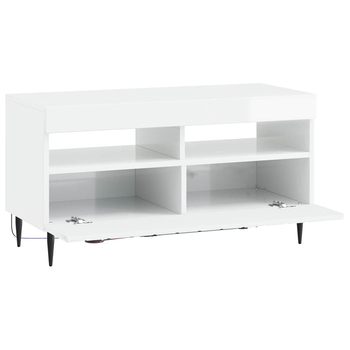 Cabinet TV cu LED Alb foarte lucios Lemn prelucrat WALTI