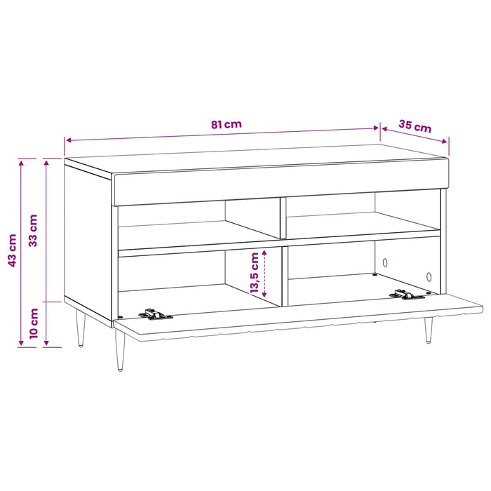Cabinet TV cu LED Stejar fumuriu Lemn prelucrat WALTI