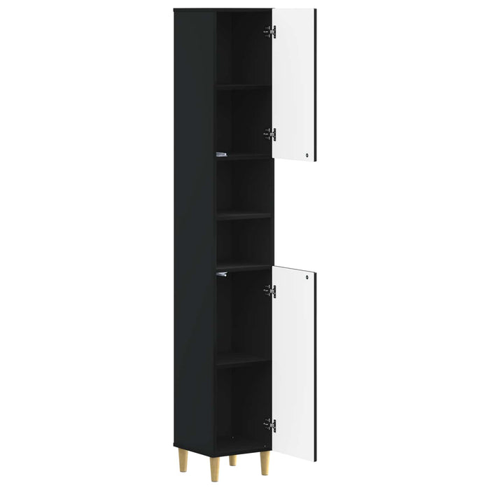 Cabinet de Baie cu Raft Deschis ARNHEM Negru 30 x 31 x 190 cm WALTI