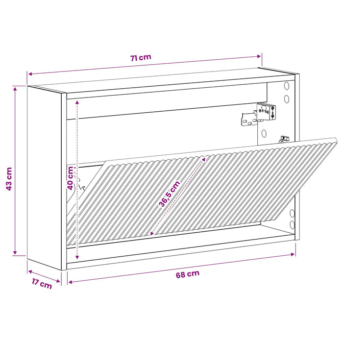 Dulap pentru pantofi montat pe perete ARNHEM 71 x 17 x 43 cm WALTI