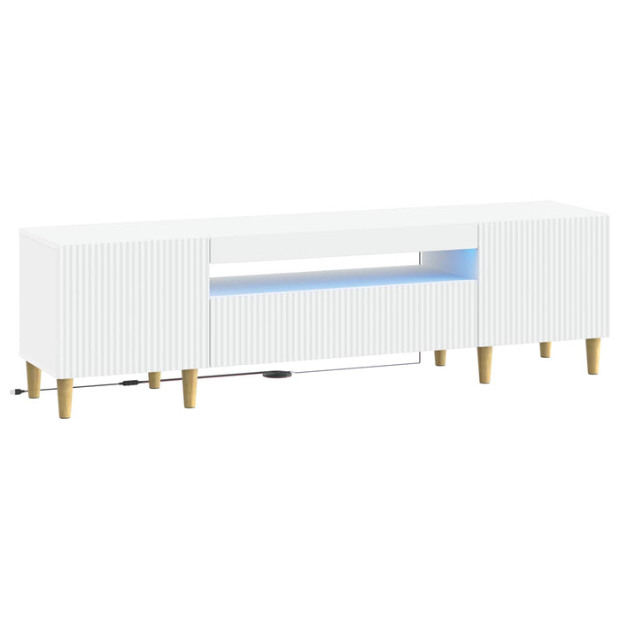 Cabinet TV cu LED Alb Lemn prelucrat WALTI
