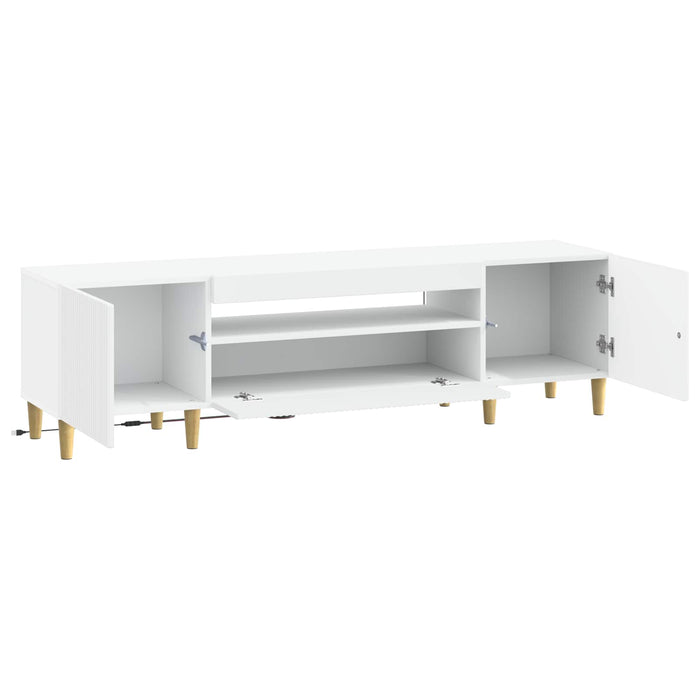 Cabinet TV cu LED Alb Lemn prelucrat WALTI