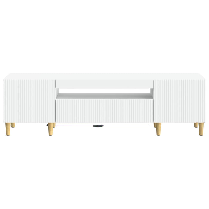 Cabinet TV cu LED Alb Lemn prelucrat WALTI