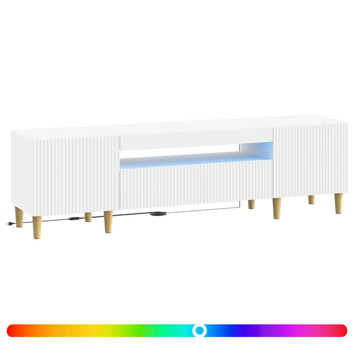 Cabinet TV cu LED Alb Lemn prelucrat WALTI