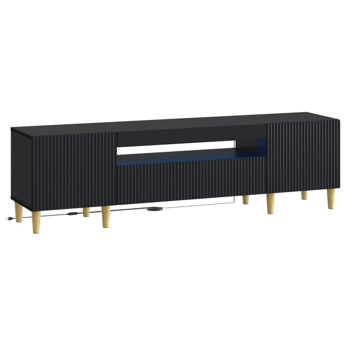 Cabinet TV cu LED Negru Lemn prelucrat WALTI
