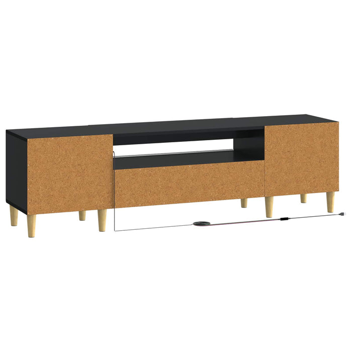 Cabinet TV cu LED Negru Lemn prelucrat WALTI