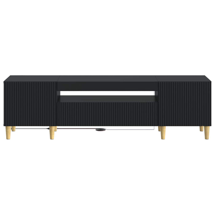 Cabinet TV cu LED Negru Lemn prelucrat WALTI