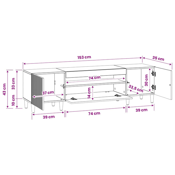Cabinet TV cu LED Negru Lemn prelucrat WALTI