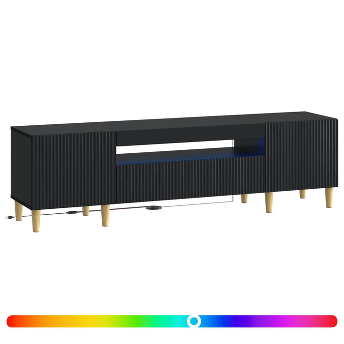 Cabinet TV cu LED Negru Lemn prelucrat WALTI