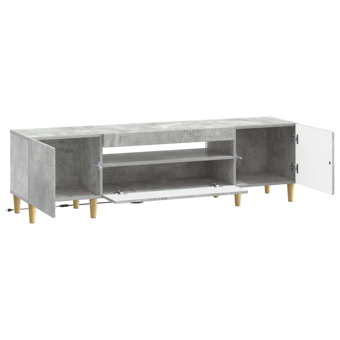 Cabinet TV cu LED Gri Beton Lemn prelucrat WALTI