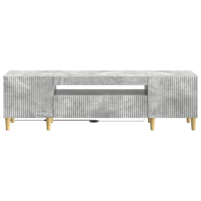 Cabinet TV cu LED Gri Beton Lemn prelucrat WALTI