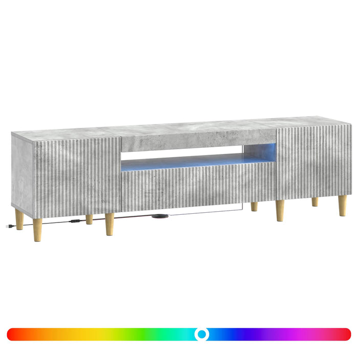 Cabinet TV cu LED Gri Beton Lemn prelucrat WALTI