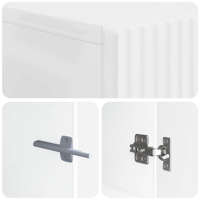 Cabinet TV cu LED Alb foarte lucios Lemn prelucrat WALTI