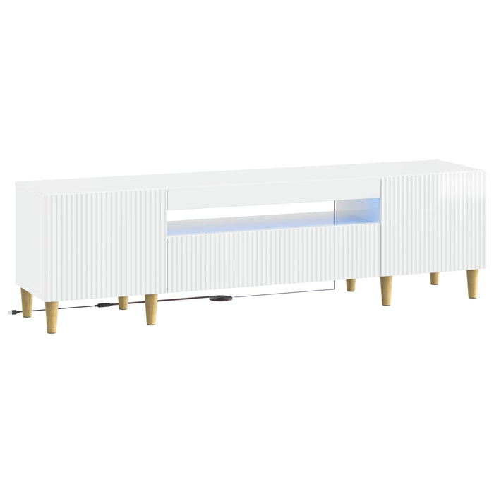 Cabinet TV cu LED Alb foarte lucios Lemn prelucrat WALTI
