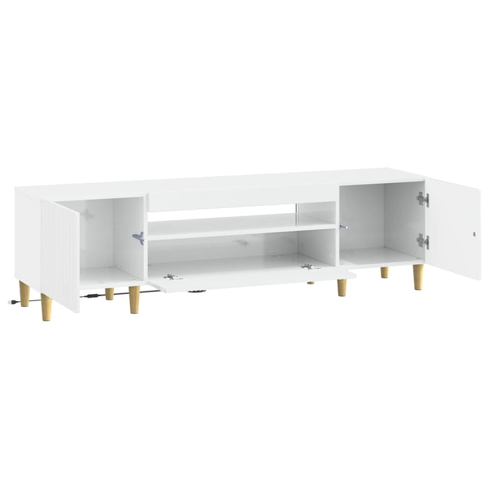 Cabinet TV cu LED Alb foarte lucios Lemn prelucrat WALTI