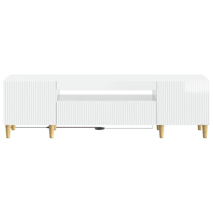 Cabinet TV cu LED Alb foarte lucios Lemn prelucrat WALTI